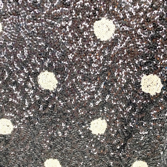J CREW Sequined Polka Dot Black & White Top - Picture 2 of 5